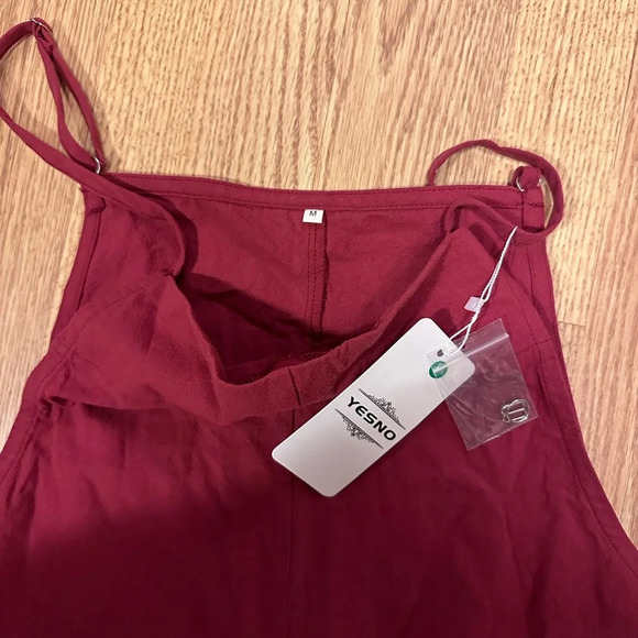 NWT Red Adjustable Straps Wide Leg Romper Jumpsuit Size Medium - Picture 7 of 11